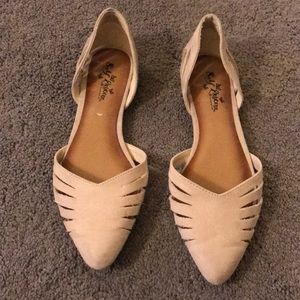 Cream suede flat shoes